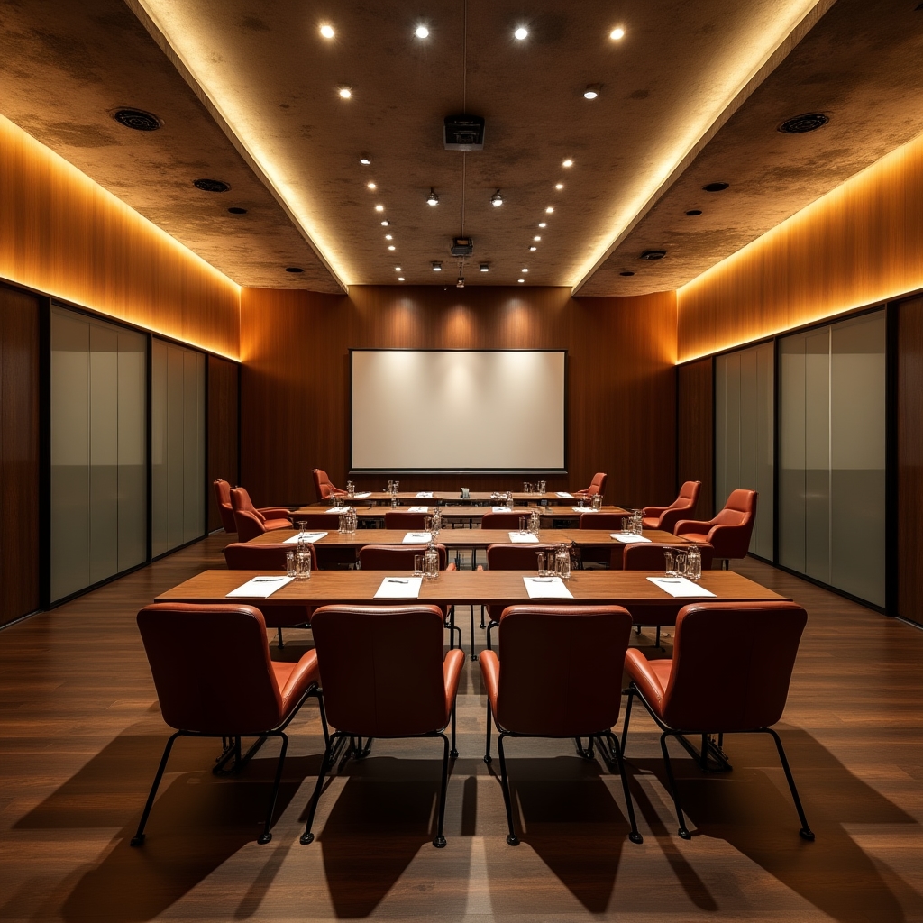 Sala formazione professionale allestita per workshop di public speaking